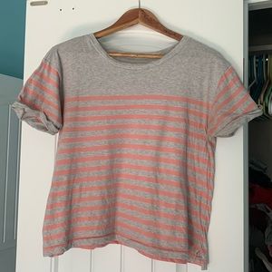 Loft Lou & Grey striped drapey tee t-shirt XS extra small light gray pink